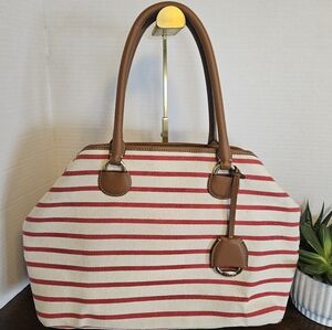 Lauren Ralph Lauren Striped Canvas Tote
